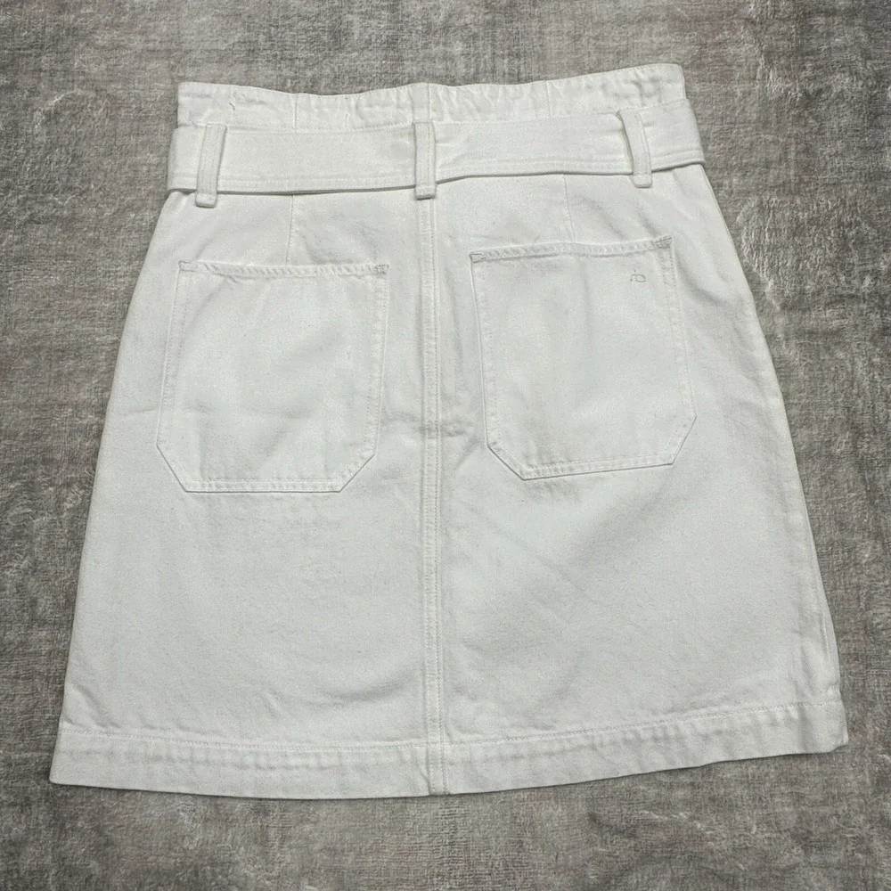 Rag & Bone‎ Skirt Womens 26 White Utility Mini Belted Cotton Tencel Minimalist